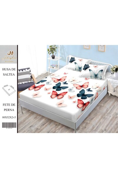 naniland.ro Husă de Pat Finet 2 Persoane 3 Piese cu Elastic 180x200 cm, Model...