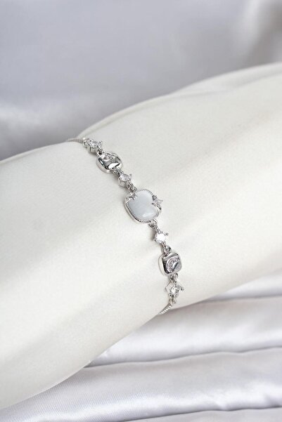 serelya Silver Color Brass Pearlescent Women's Bracelet with Elevator Design