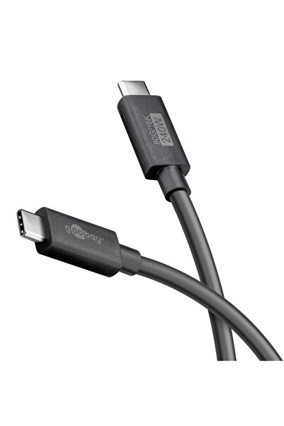 goobay καλώδιο USB-C 74376, USB4, 240W, 80Gbps, 16K/60Hz, 1.2μ, μαύρο