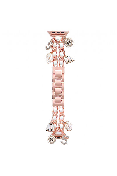 Casen Watch Saat 42mm Rose Gold Gül ve İnci Tasarımlı Şık Kordon