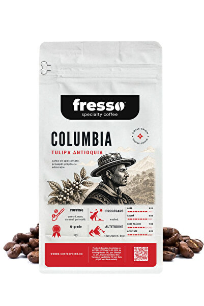 FRESSO Columbia Caldas cafea boabe de origine proaspăt prăjită 0.25 kg
