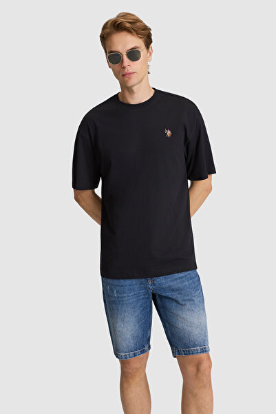 U.S. Polo Assn. Erkek Siyah Comfort Fit Bisiklet Yaka Basic Tişört 50326993-V...