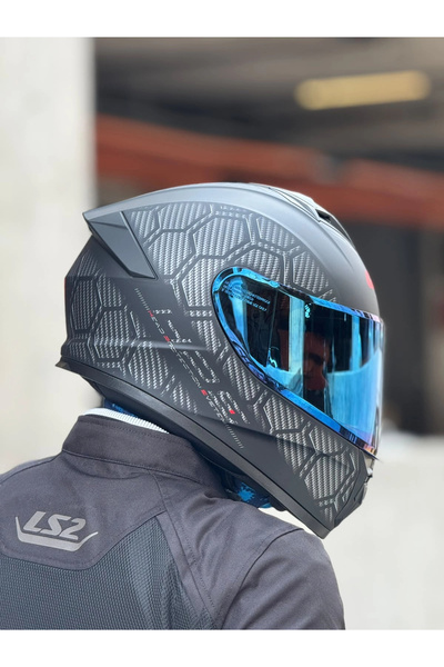 Givi 50.X SNAKE MAT KARBON KASK (MAVİ VİZÖR)