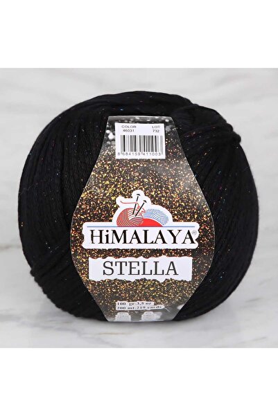 Himalaya Stella Simli El Örgü İpliği 100 gr 46031 Siyah ipXRengarenk Sim Yazl...
