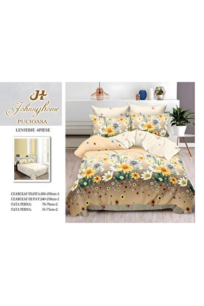 naniland.ro Lenjerie de Pat Bumbac Satinat 2 Persoane 6 Piese Fără Elastic 20...
