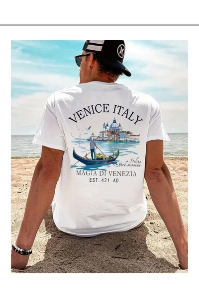 New Shine Venice Italy Printed Cotton T-Shirt