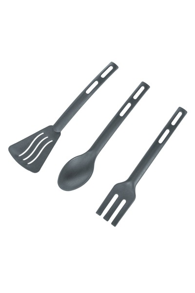 Z Store Set de tacâmuri din plastic pentru servire - 3 piese, gri