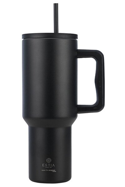 estia Θερμός Ποτήρι με Καλαμάκι Xt 1200ml Μαύρο Μεσάνυχτα (01-32180)