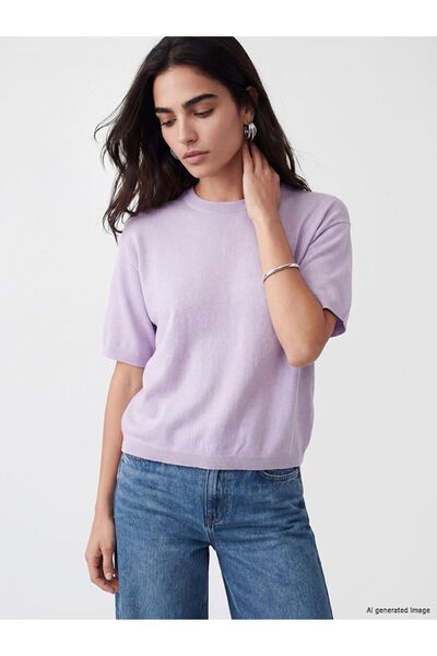 LC Waikiki Lcw vision lilac crew neck women's knit sweater