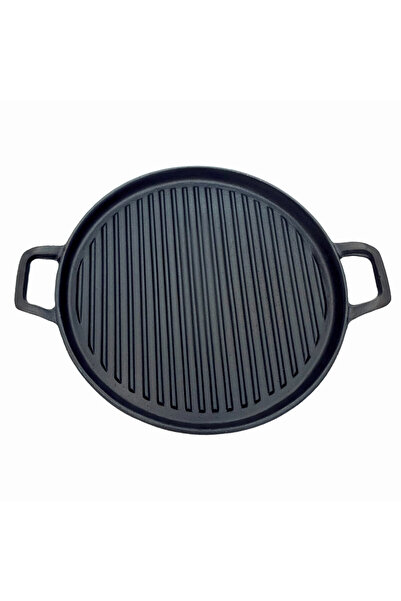 KlugMeister Tava rotunda din fonta pentru gratar KY30ZT, neagra