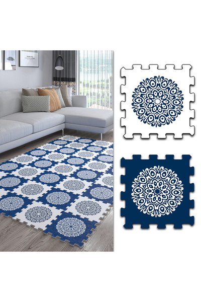 ENAZEY Osmanlı Esintili Mandala Motifli Baskılı yapboz Halı Modern Oturma oda...