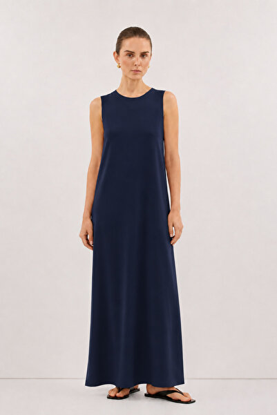 Mevra Lunea |   Modal Dress with Straps Navy Blue