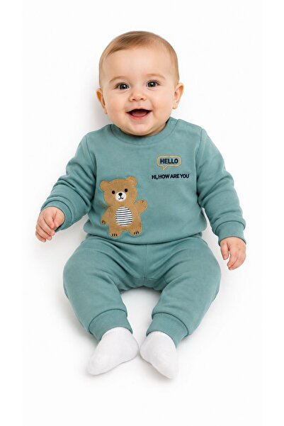 Oz Baby طقم قطني موسمي للأطفال الأولاد مكون من قطعتين، سويت شيرت مطرز وبنطلون...