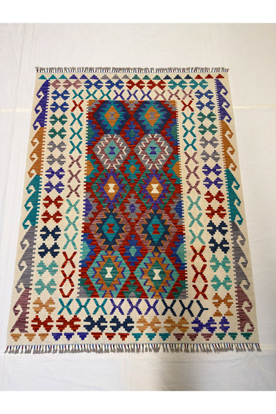 Afgan Halı El Dokuma Afgan Kilim Anadolu Desenlı 100% Yün Kök Boya