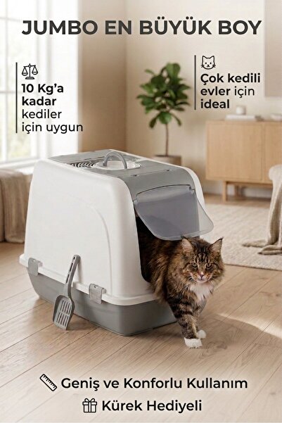 Kurtbay Şekil Flex Jumbo Boy Kedi Tuvaleti, 46x66x52 cm, Filtreli ve Kum Küre...