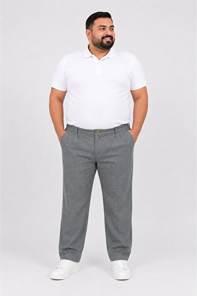 Ramon Miele Plus Size Linen Men's Trousers