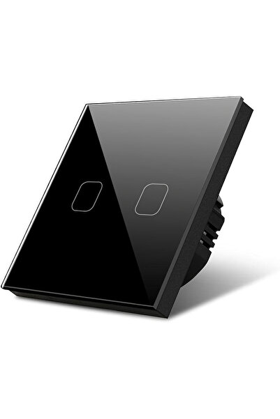 oddity Tekli Vavien Dokunmatik Işık Anahtarı Siyah Cam Panel Nötrsüz 2 Way SK...