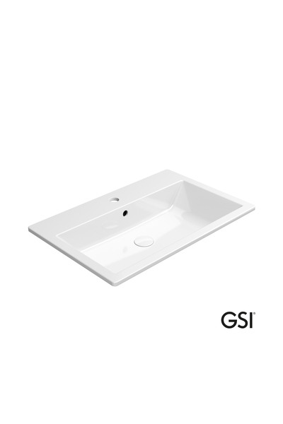 GSI Kube-X Ένθετος Πορσελάνινος Νιπτήρας 70x46εκ Λευκό Γυαλιστερό