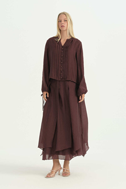 Nihan Ribbed Detailed Shirt - Plum