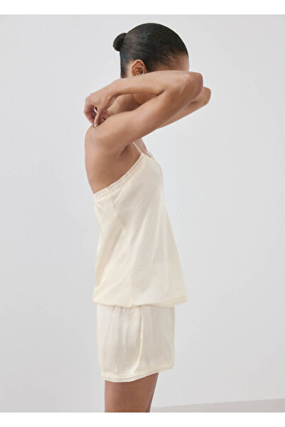 MANGO Woman Dantel detaylı saten pijama şort