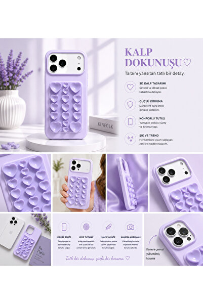 EskilikShop Yeni Sezon SADECE İPHONE 17 PROMAX UYUMLU Kalp Detaylı Vantuzlu S...