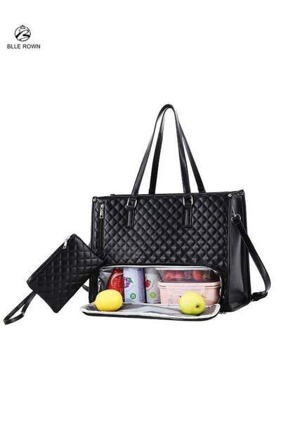 BLLE ROWN Multifunctional Ladies Bag Elegant Black Quilted Women Handbag with...