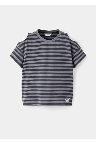 MANGO Kids %100 çizgili pamuklu tişört