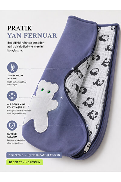 HEDYONE Baby Sleeping Bag and Swaddle with Zipper, 100% Cotton Muslin Inner Lining, Combed Cotton Outer Fabric, Special Design, 0-12 Months