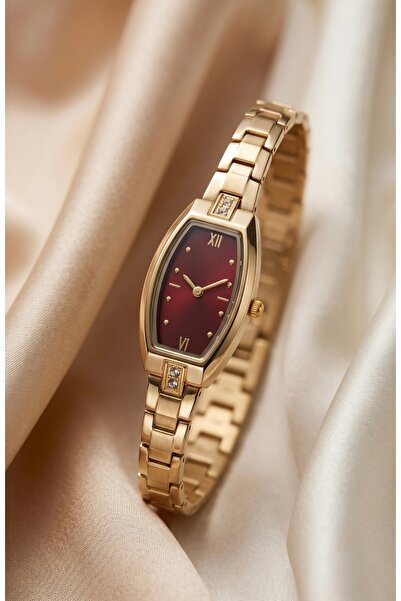 KLISHE Butik Helena Women's Steel Watch Gold Color & Claret Red Dial Vintage ...
