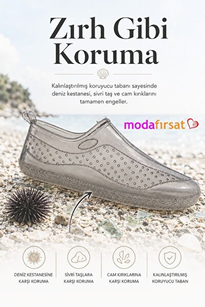 Modafırsat GARANTİLİ Deniz Ayakkabısı Kadın Erkek Şeffaf Kaymaz Taban Plaj Havuz Sandaleti