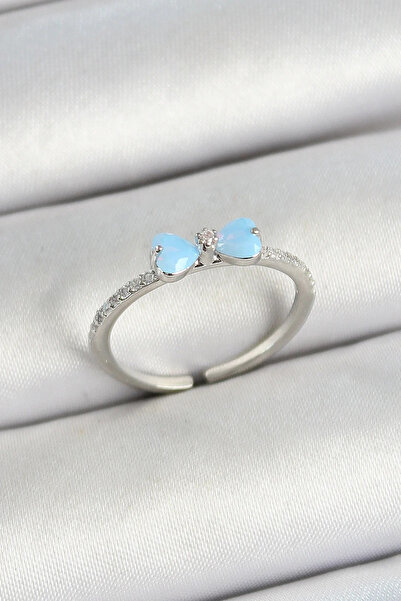 Marsilyan Brass Bow Figured Zircon Stone Silver Color Adjustable Women's Ring...