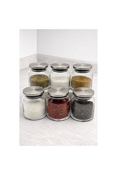 Empressco Set of 6 300ml Vacuum Glass Spice Jars with Stainless Metal Lids