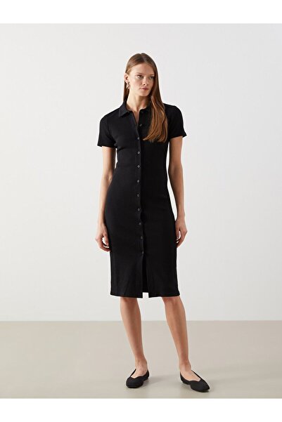 LC Waikiki Lcwaikiki Classic Black Polo Neck Women Bodycon Dress
