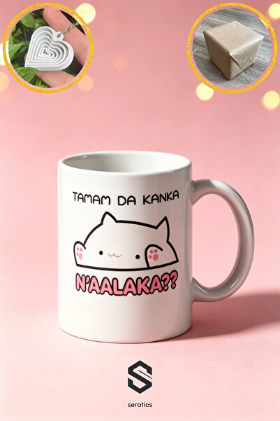 Seratics Tatlı Kedi Figürlü Tamam Da Kanka Ne Alaka Yazılı Özel Tasarım Çift ...
