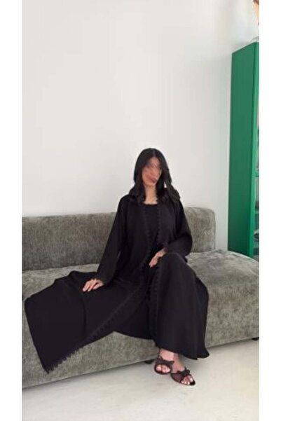 ABAYA WR 62 (Shumookh) Shoulder Korean Internet Crepe with internal placket a...