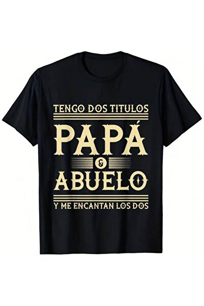 23 nisan تي شيرت رجالي بتصميم عتيق وثقيل الوزن بعبارة "Tengo Dos Títulos Papa...