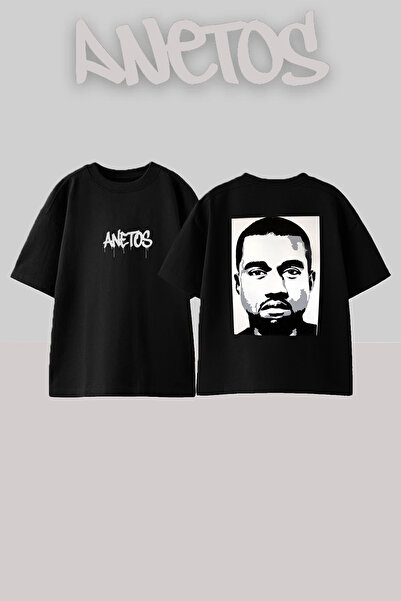 Anetos Kanye West_62 Design Printed Unisex Oversize Black Tshirt