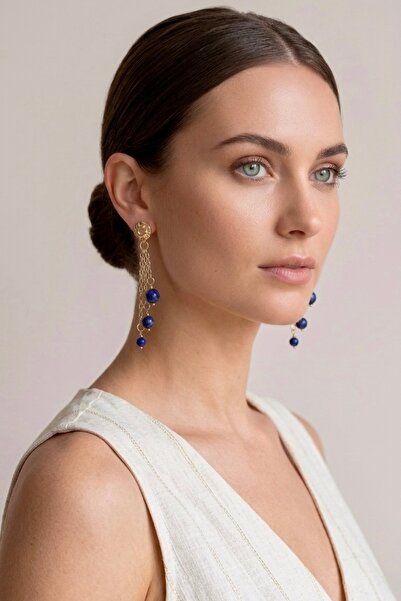 Camellie KY Jewels Azure Rain | A Kalite Doğal Taş Lapis Lazuli Altın Kaplama...