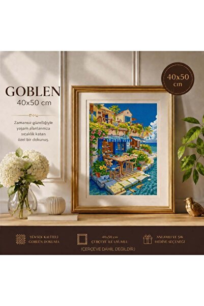 NT Pamuk Muline Goblen İşleme Panosu Seti Manzaralı 40x50 Cm 15239