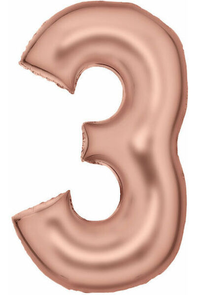 AMSCAN Balon Folie Jumbo Numărul 3 Rose Gold 86cm