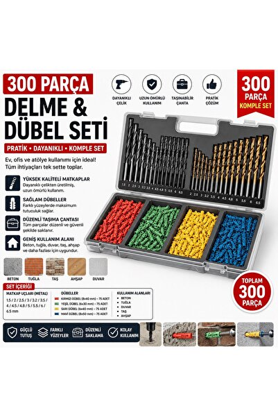 Trendhane 300 PARÇA DÜBEL VE MATKAP UCU SETİ