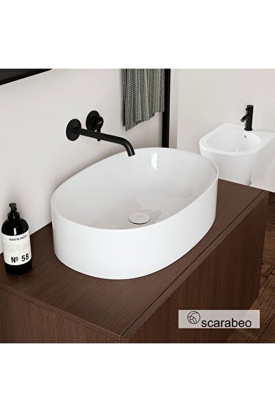 SCARABEO Skinny Επικαθήμενος Νιπτήρας Πορσελάνης 50x40εκ White