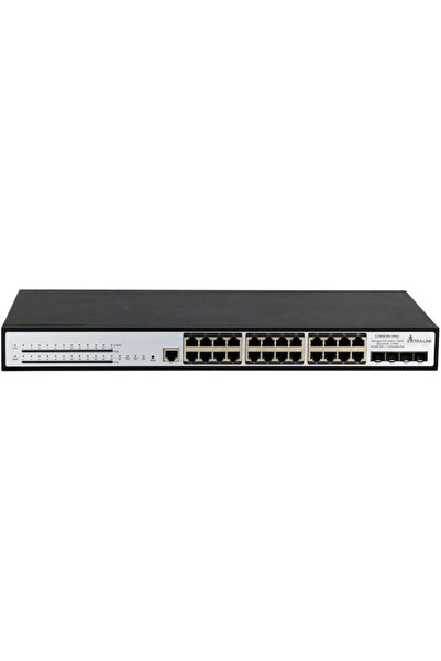 Extralink Switch gestionat Chiron Pro L3 PoE+ cu 24 porturi Ethernet și 4 por...