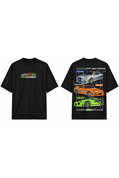 TOMRİS TASARIM Fast & Furious Skyline Supra Eclipse JDM Oversize T-Shirt