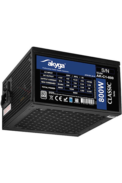 Akyga AK-C1-800 ATX PRO SERIES 800W Negru Sursă de alimentare pentru computer...