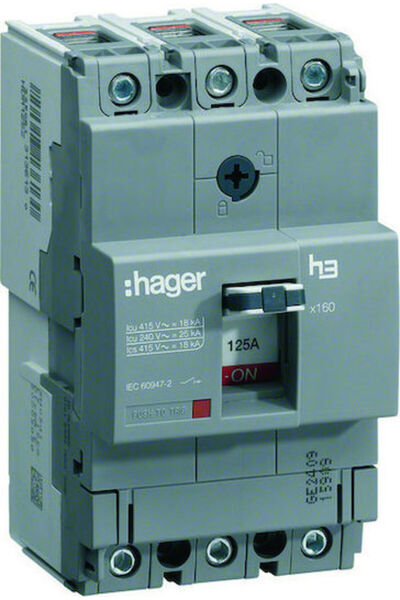 hager Disjunctor automat industrial de putere, tripolar, 100A, 25kA, HHA100H
