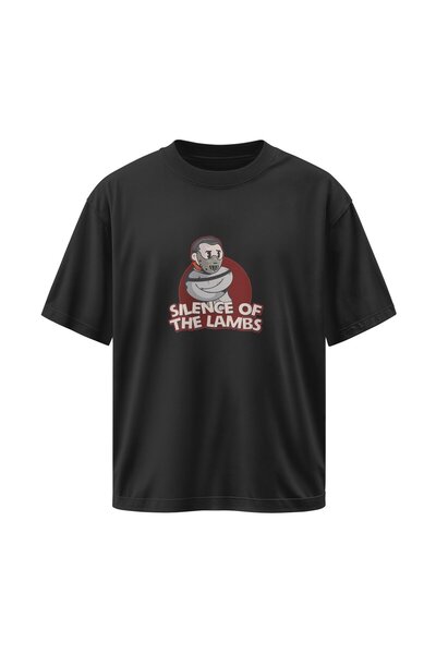 buzagi Silence of the Lambs Oversize Unisex Black T-Shirt