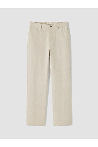 LC Waikiki Southblue Beige Regular Fit 100% Linen Men's Trousers