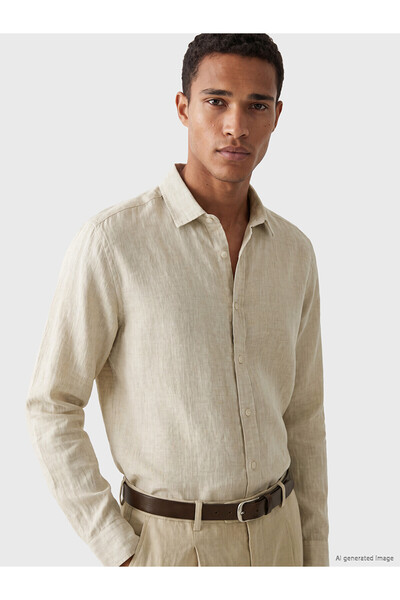 LC Waikiki قميص رجالي من NEVAVM بقصة عادية 100% كتان