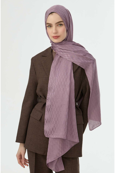 Mugo Wear Qoza Pattern Silky Soft Jacquard Shawl - Dusty Magenta